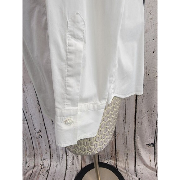Chiara Laverda White Classic Button Down Blouse Shirt‎ Top Women's Size 44 EUC - Picture 3 of 9